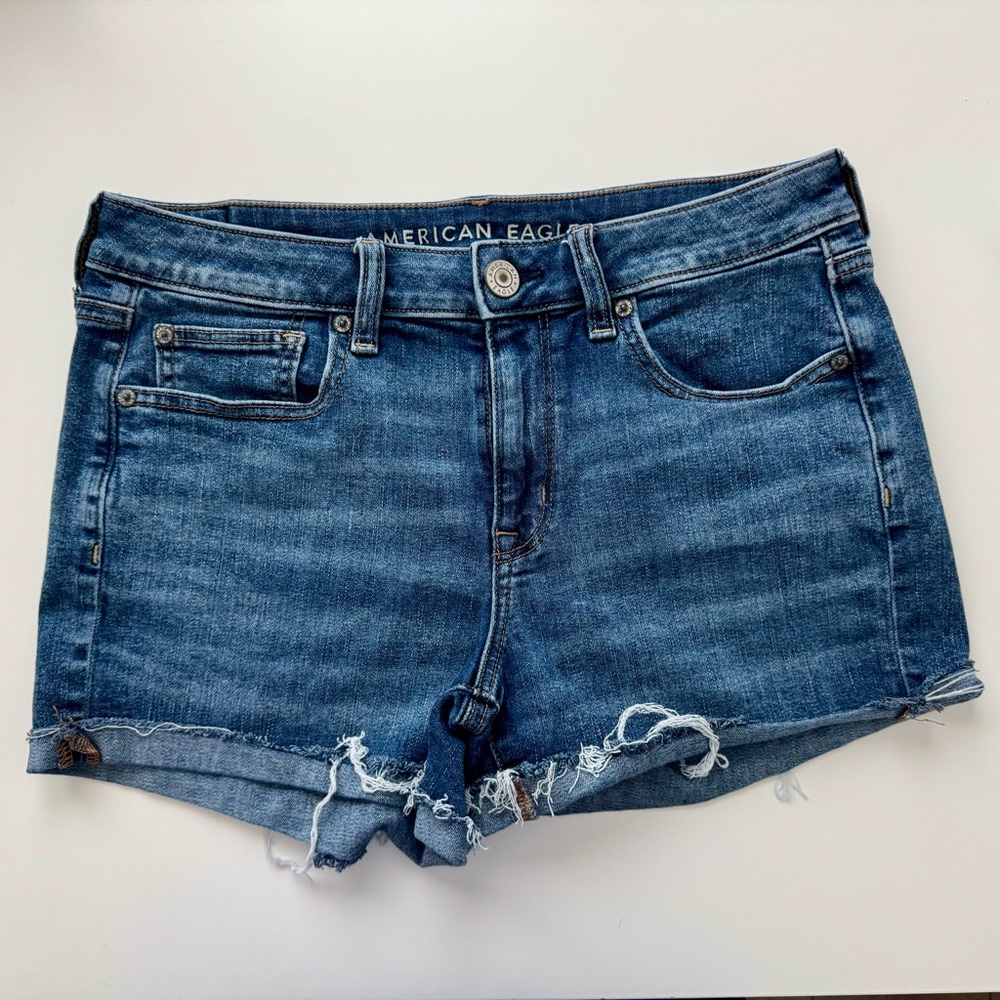 American Eagle Outfitters Women's Distressed Blue Jean Shorts